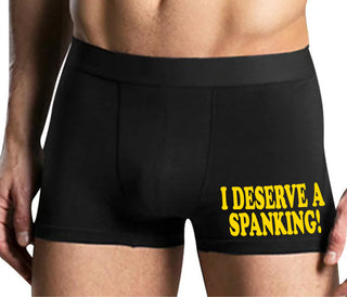 I Deserve A Spanking - Mens Black Boxer Brief