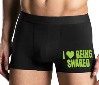 I Love Being Shared - Mens Black Boxer Brief