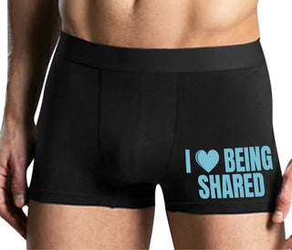 I Love Being Shared - Mens Black Boxer Brief