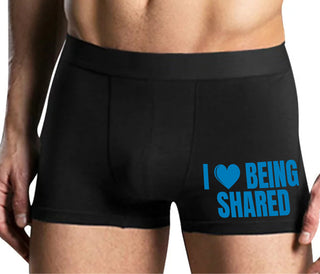 I Love Being Shared - Mens Black Boxer Brief