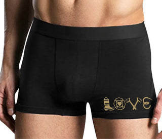 Love Fire Fighter - Mens Black Boxer Brief