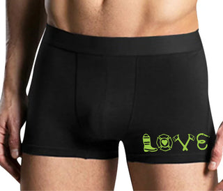 Love Fire Fighter - Mens Black Boxer Brief
