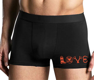 Love Fire Fighter - Mens Black Boxer Brief