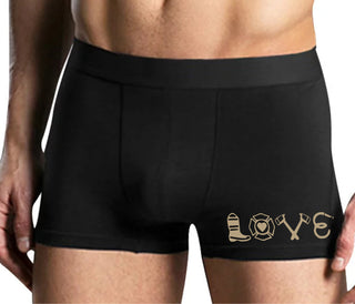 Love Fire Fighter - Mens Black Boxer Brief