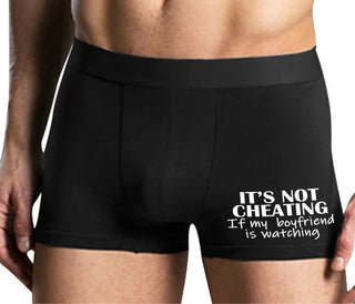 It’s Not Cheating If My Boyfriend Watches - Mens Black Boxer Brief