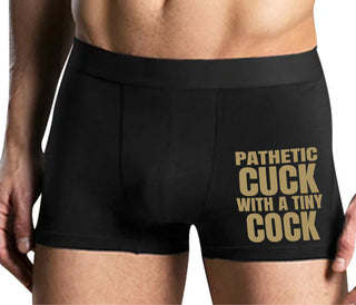 Pathetic Cuck With A Tiny Cock - Mens Black Boxer Brief