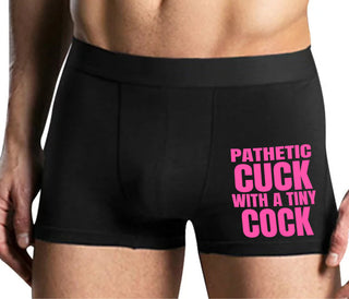Pathetic Cuck With A Tiny Cock - Mens Black Boxer Brief