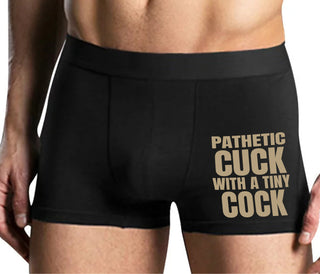 Pathetic Cuck With A Tiny Cock - Mens Black Boxer Brief