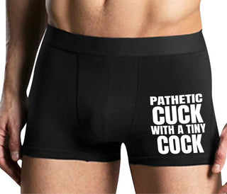 Pathetic Cuck With A Tiny Cock - Mens Black Boxer Brief