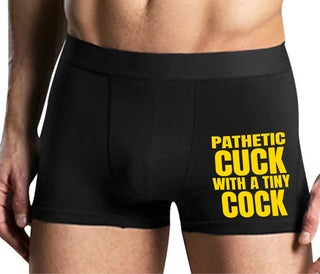 Pathetic Cuck With A Tiny Cock - Mens Black Boxer Brief