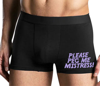 Please Peg Me Mistress - Mens Black Boxer Brief