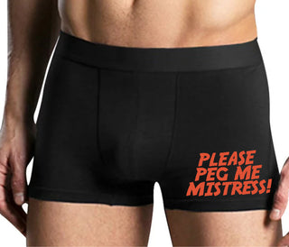 Please Peg Me Mistress - Mens Black Boxer Brief