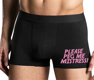 Please Peg Me Mistress - Mens Black Boxer Brief