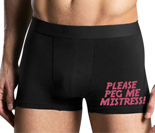 Please Peg Me Mistress - Mens Black Boxer Brief