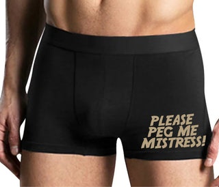 Please Peg Me Mistress - Mens Black Boxer Brief