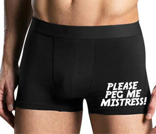Please Peg Me Mistress - Mens Black Boxer Brief