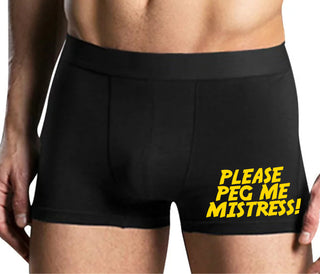 Please Peg Me Mistress - Mens Black Boxer Brief