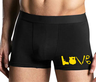 Police Love - Mens Black Boxer Brief