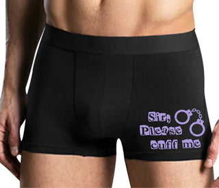 Sir Please Cuff Me - Mens Black Boxer Brief