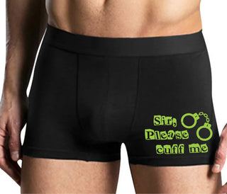 Sir Please Cuff Me - Mens Black Boxer Brief