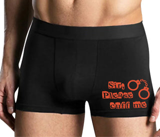 Sir Please Cuff Me - Mens Black Boxer Brief