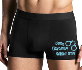 Sir Please Cuff Me - Mens Black Boxer Brief