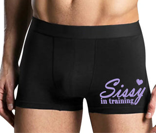 Sissy In Training - Mens Black Boxer Brief