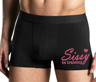 Sissy In Training - Mens Black Boxer Brief
