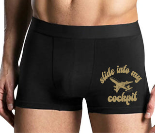 Slide Into My Cockpit - Mens Black Boxer Brief