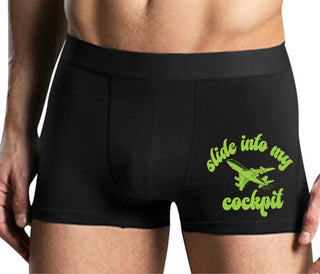 Slide Into My Cockpit - Mens Black Boxer Brief