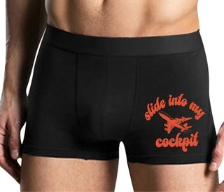 Slide Into My Cockpit - Mens Black Boxer Brief