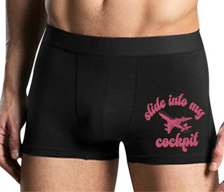Slide Into My Cockpit - Mens Black Boxer Brief