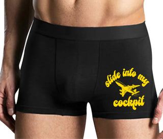 Slide Into My Cockpit - Mens Black Boxer Brief