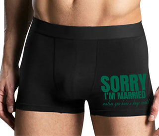 Sorry I'm Married Unless You Have A Huge Cock - Mens Black Boxer Brief
