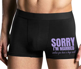 Sorry I'm Married Unless You Have A Huge Cock - Mens Black Boxer Brief