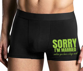 Sorry I'm Married Unless You Have A Huge Cock - Mens Black Boxer Brief