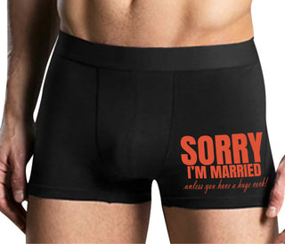 Sorry I'm Married Unless You Have A Huge Cock - Mens Black Boxer Brief