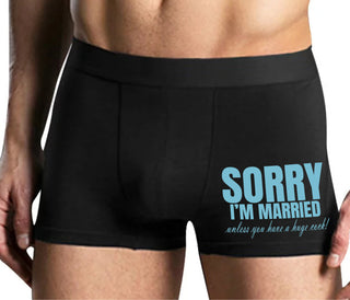 Sorry I'm Married Unless You Have A Huge Cock - Mens Black Boxer Brief