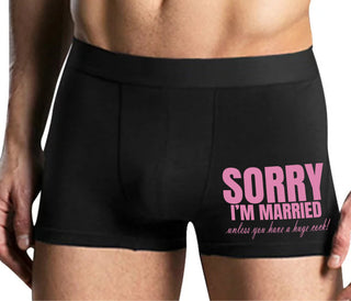 Sorry I'm Married Unless You Have A Huge Cock - Mens Black Boxer Brief