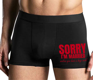 Sorry I'm Married Unless You Have A Huge Cock - Mens Black Boxer Brief