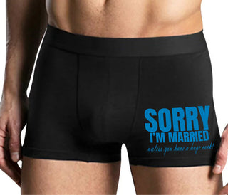 Sorry I'm Married Unless You Have A Huge Cock - Mens Black Boxer Brief
