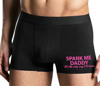 Spank Me Daddy It's The Only Way I'll Learn - Mens Black Boxer Brief
