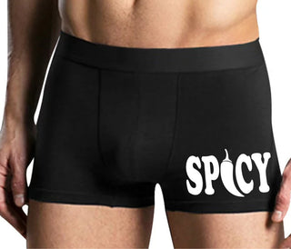 Spicy - Cute Pepper Logo - Mens Black Boxer Brief