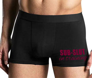 Sub Slut In Training - Mens Black Boxer Brief