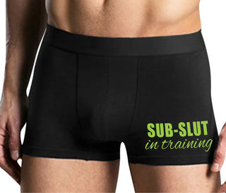 Sub Slut In Training - Mens Black Boxer Brief