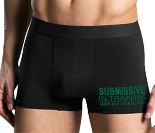 Submissive In Training How May I Serve You - Mens Black Boxer Brief