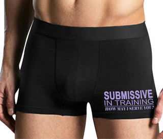 Submissive In Training How May I Serve You - Mens Black Boxer Brief