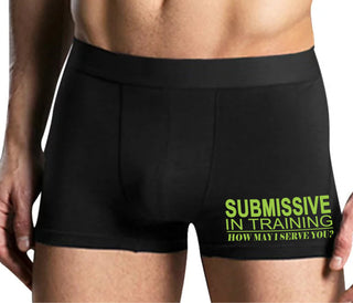 Submissive In Training How May I Serve You - Mens Black Boxer Brief