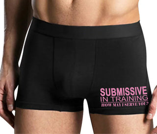 Submissive In Training How May I Serve You - Mens Black Boxer Brief