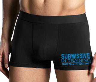 Submissive In Training How May I Serve You - Mens Black Boxer Brief